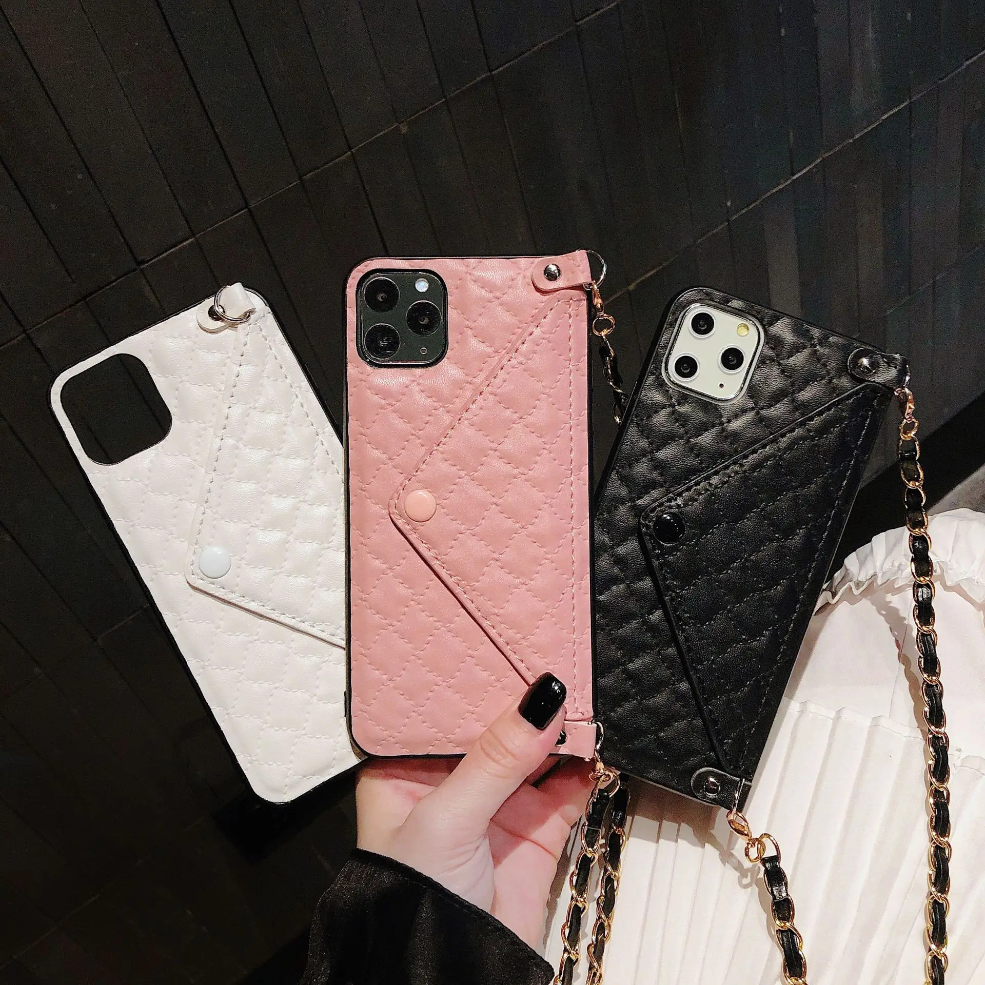 

2020 New Luxury PINK Glitter Embroidery Leather Case For iPhone 7 7Plus Bling Phone Wallet Case For iPhone 11 XS Max XR X 8 6 6s, Black, white, pink