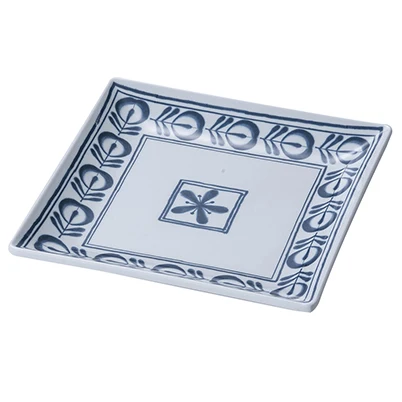 

New arrival 8.5 inch square plate white and blue 100% melamine plates melamine plastic, Multicolor
