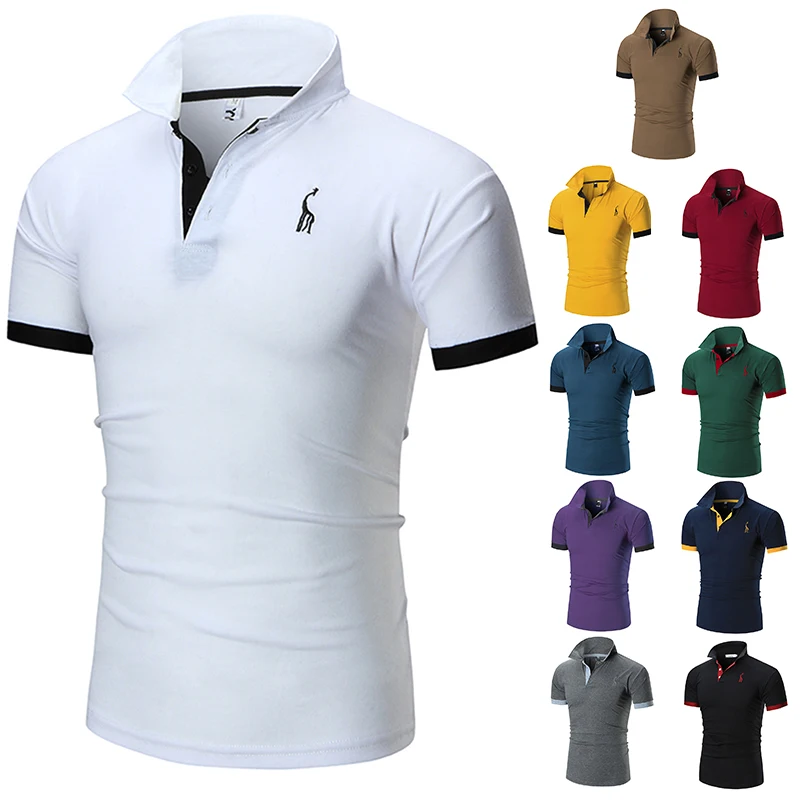 

custom white embroidery graphic men polo t shirt 2021 The new plus size men's t-shirts