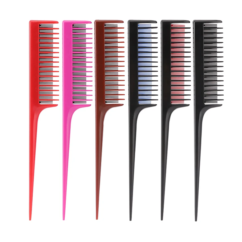 

Hairdressing Dyeing Comb Set Weave Dyeing Tail Comb Multi-function Cutting Combs Multi Colors Hair Brush, 6 colors