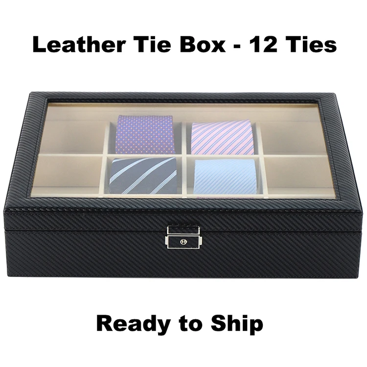 Sonny Custom 12 Necktie Case Belt Buckle Display Box Leather Tie Box