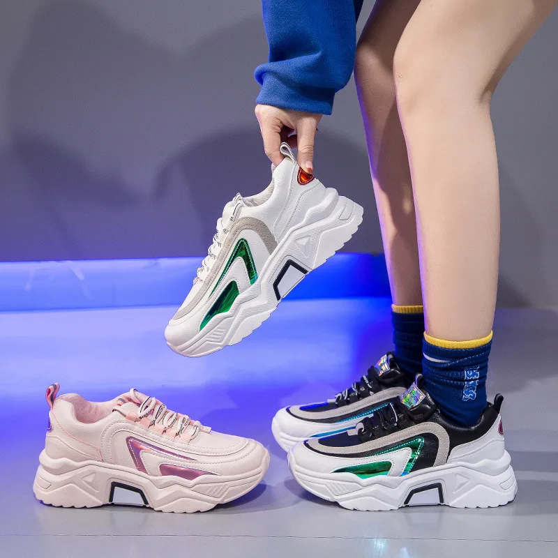 

Luxury New Fashion Casual Sports Shoes Sneakers for Women Ladies PU Leather Running Sport Sneakers Walking Tennis Shoes, 3 colors