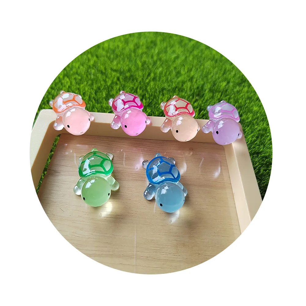 

Two Size Glow In Dark Tortoise Resin Figurines Clear Color Animal Mini Models fit Slime Toys Key Chain Making Accessories