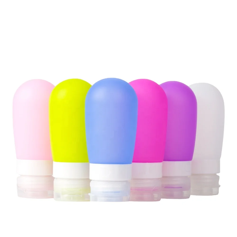 

3pcs/1 Set 38ml 60ml 80ml Empty Silicone Travel Kit Packing Press Bottle For Lotion Shampoo Bath Small Sample Containers, As picture