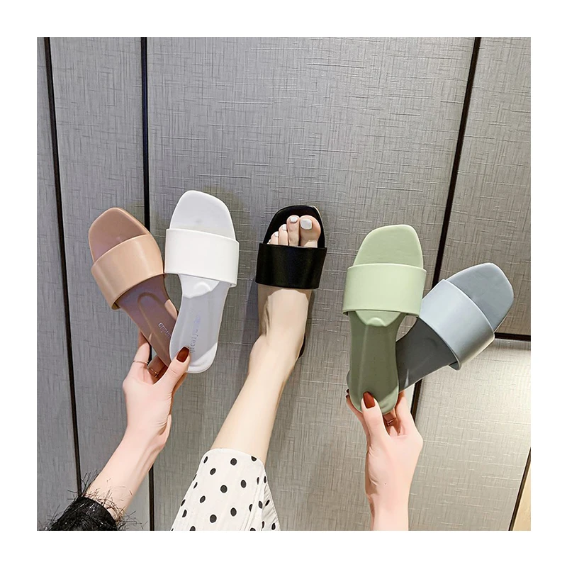 

2021 Women Outdoor Casual Slippers Indoor Bed Square Slippers For Women, As picture