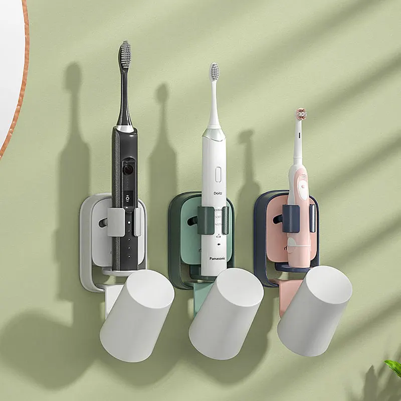 

2021 Gravity Sensor Electric Toothbrush Holder Wall Mounted Multifunction Without Drilling Drain Cup Storage Bathroom Organizer