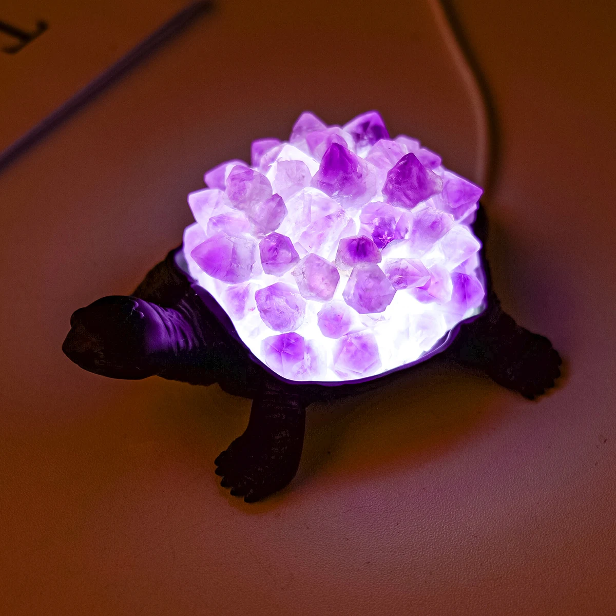 

Natural amethyst crystal raw stone crystal lamp rough quartz crystal turtle shape night light