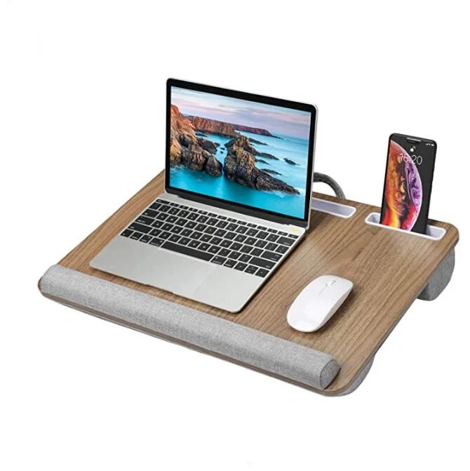 
Portable Bamboo Laptop stand wooden Lap Tray Bed Sofa Desk With Soft Pillow Cushion 