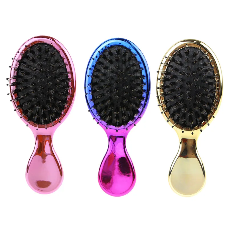 Masterlee beautiful mini massage comb shiny color portable boar bristle hair brushes, Customized color