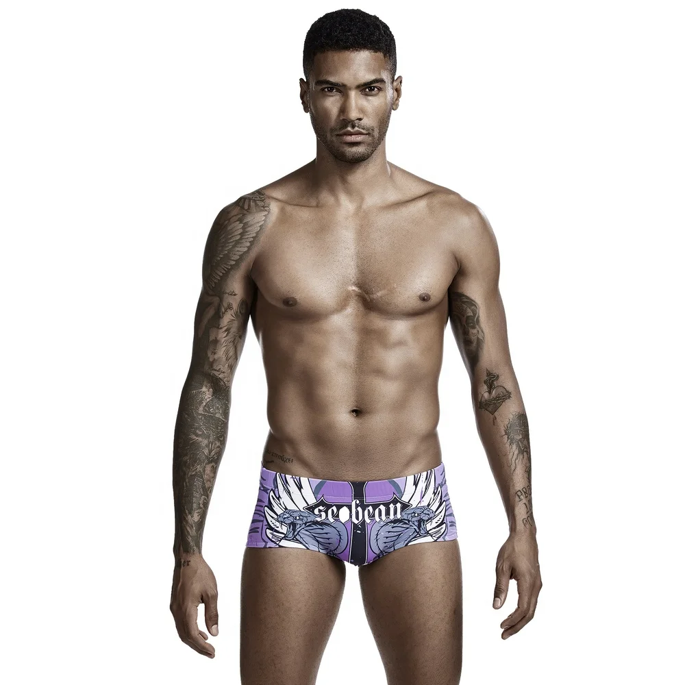 

2021 New Fashion Wholesale Purple Digital Print Elastic Men's Swim Trunks