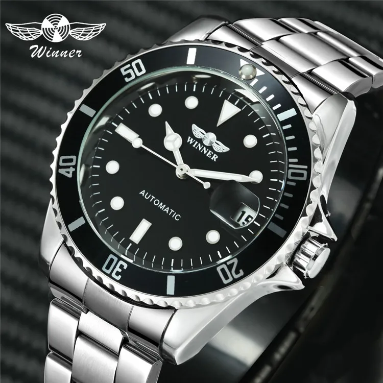 

Winner 320 Official Classic Automatic Watch Men Business Mechanical Watches Top Brand Luxury Steel Strap Calendar Wristwatches