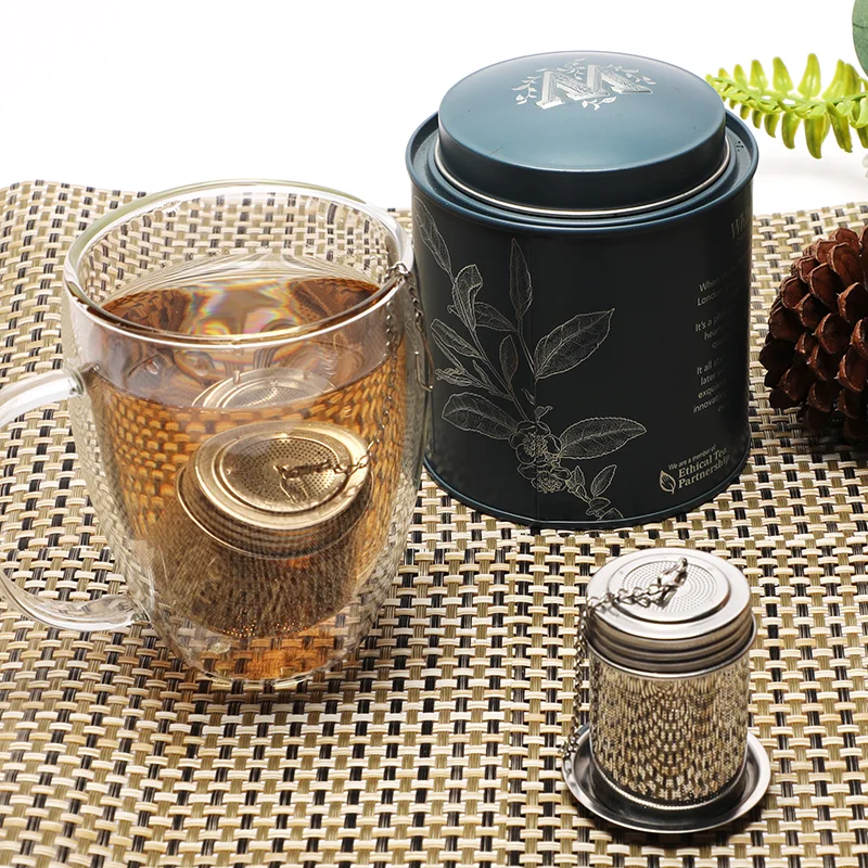 

18/8 Stainless Steel Extra Fine Mesh Threaded Connection Tea Infuser with Extended Chain Hook for Loose Leaf Tea Spices
