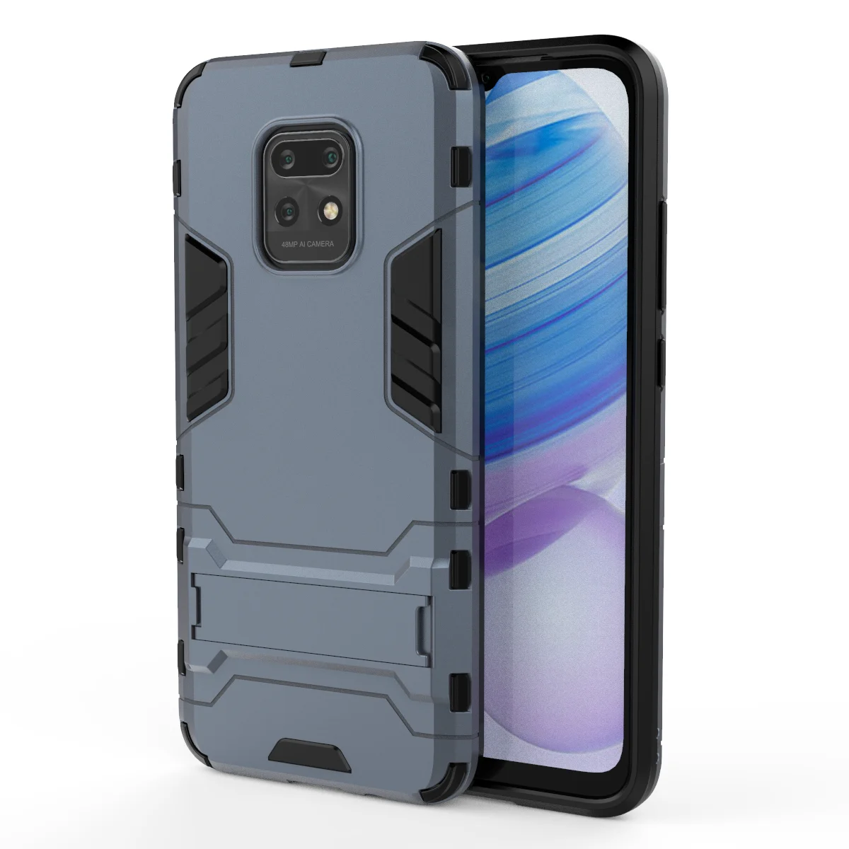 

For Xiaomi Redmi 9 PC TPU 2 In 1 Kickstand Shockproof Cover Mobile Phone Case