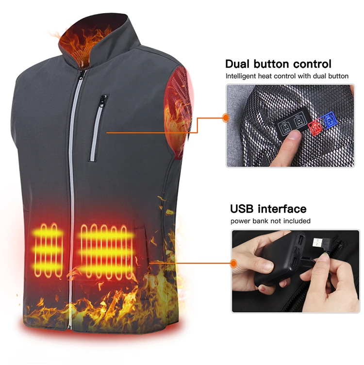 

New Technology 2021 Outdoor polyester Mobile Powered Heated Bodywarmer Vest