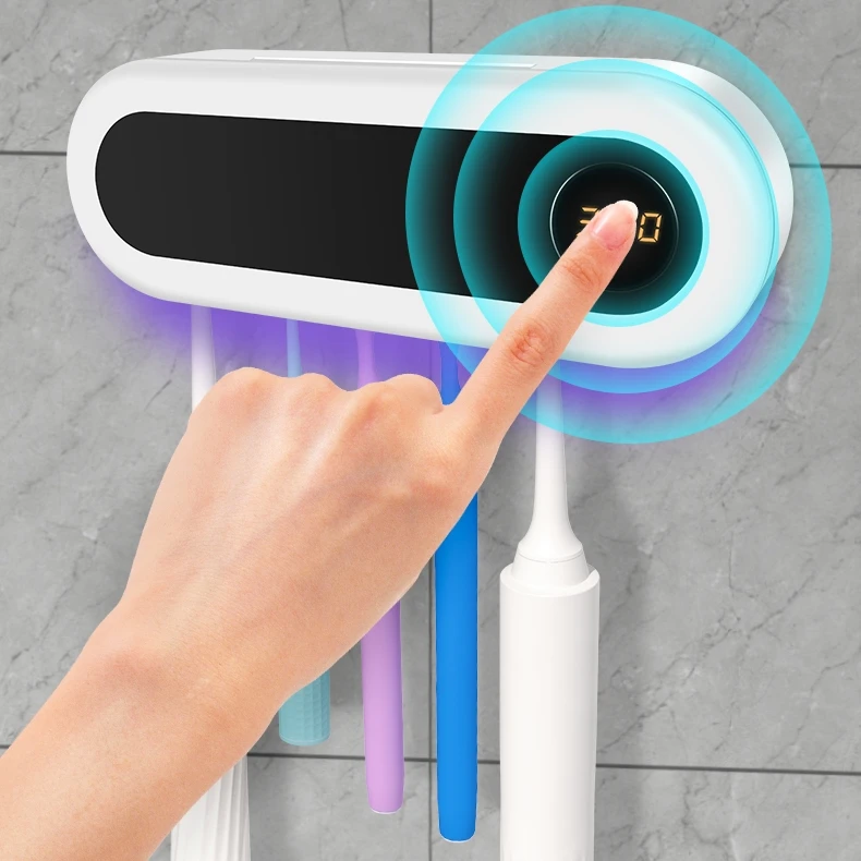 

High Technology Intelligent USB rechargable UV sanitizer cleaner Disinfect sterilizer Toothbrush frame Holder for bathroom