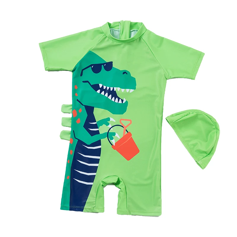 

Kids beach leisure sportswear, sun hat, boys and children, one-piece swimsuit, swimming trunks, quick-drying, pattern: crocodile