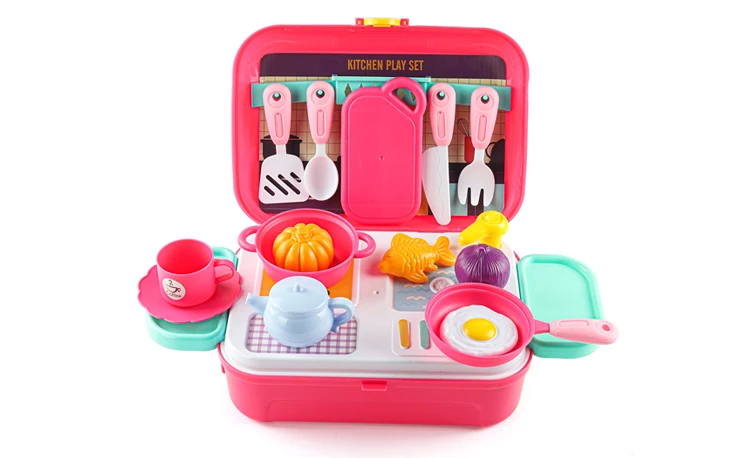 Kitchen Toy Set Backpack Plastic Cooking Toy Kitchen Play Set For Kids ...