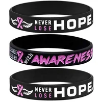 

Breast Cancer Awareness Pink Ribbon Silicone Bracelets, Mental Health Awareness Bracelet, Pink Ribbon Wristbands