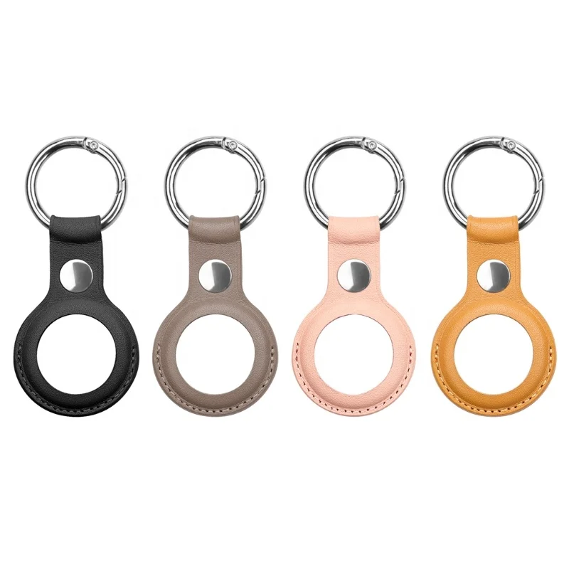

Anti-lost Shockproof Protective Cover Location Tracker Protector With Keyring for Apple AirTags Tracker PU Leather Case, Black, gray, pink, brown