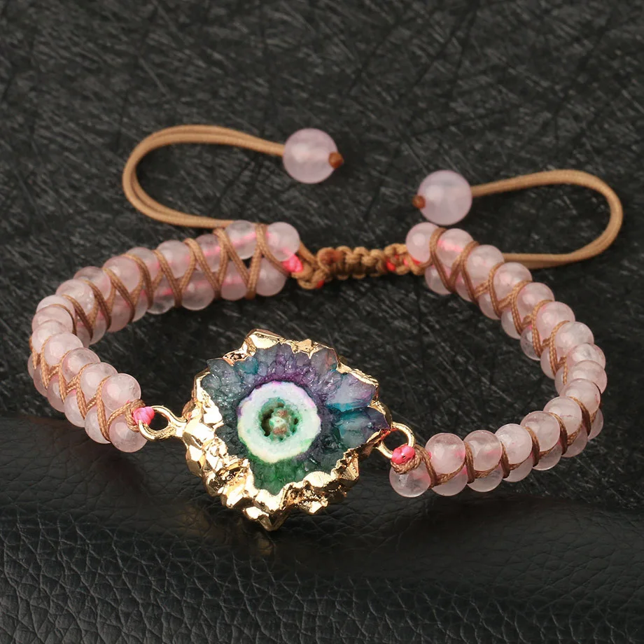 

European and American womens creative jewelry mixed woven agate crystal bracelets healing natural stone, As pictures