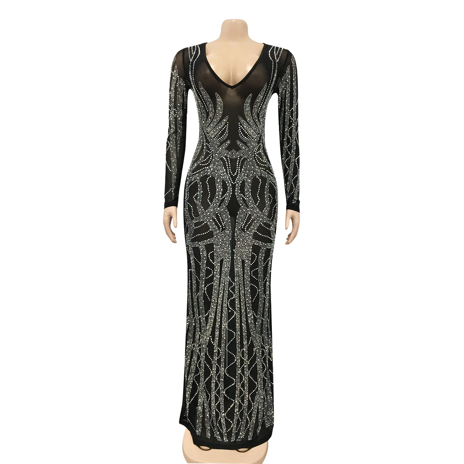 

Factory Wholesale long sleeve popular Sequin Maxi Evening Dresses Party, Photo color