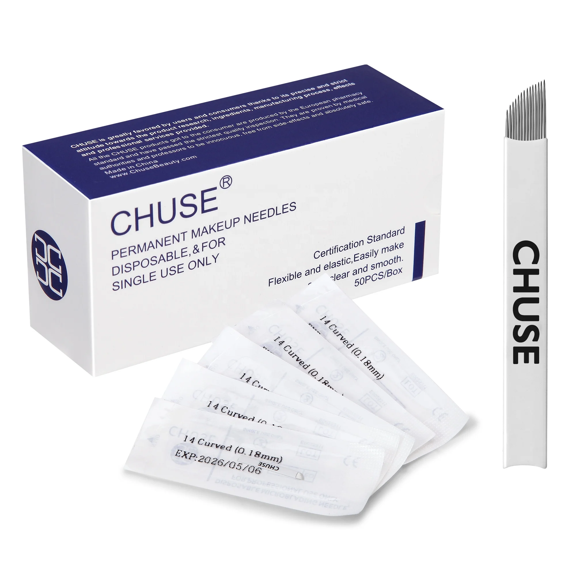 

New Arrival Chuse 14 Curved 0.18mm Nano Blade Fine Eyebrow Disposable Microblading Needles