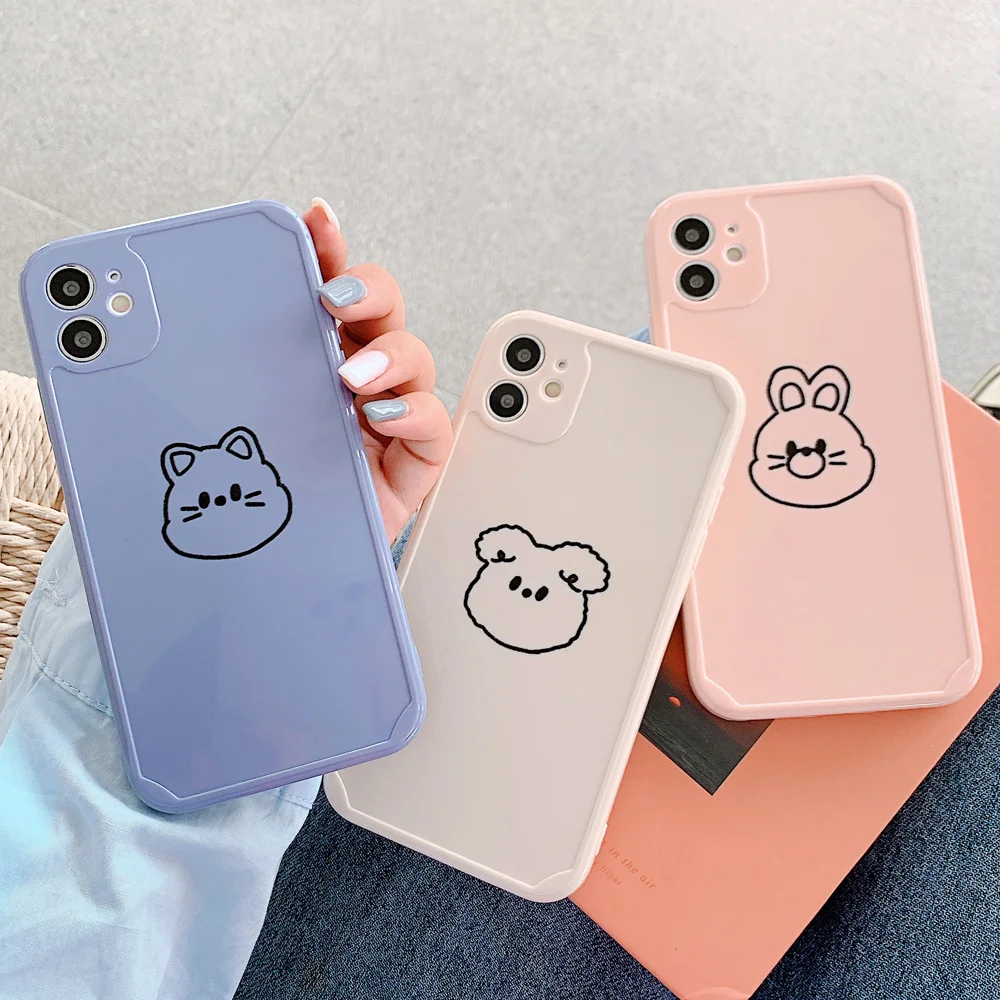 

Dinosuar Cat Dog Soft TPU Case For iPhone 12 mini 11 Pro X XS Max XR SE 7 8 Plus Silicone Bear Protect Phone Cover Fundas