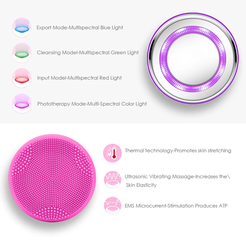 

New arrival waterproof 4 colors silicone face massager facial massage