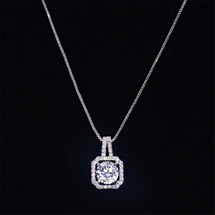 

Simple Accessories Square Rhinestone Jewellery Pendant Necklace 2021 Women Necklaces -PT, Silver