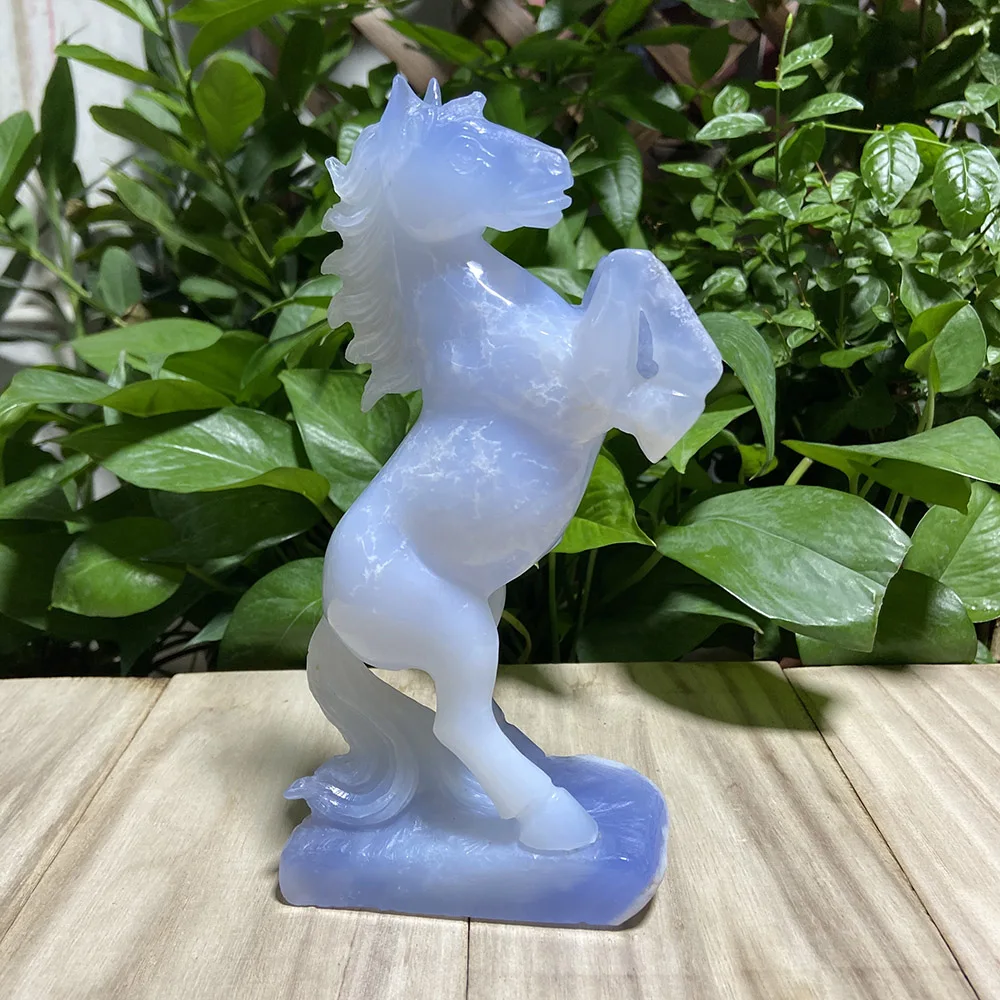 

8 inches Blue chalcedoni Handcarved Realistic Horse Figurines Ponys Small Foal Figures