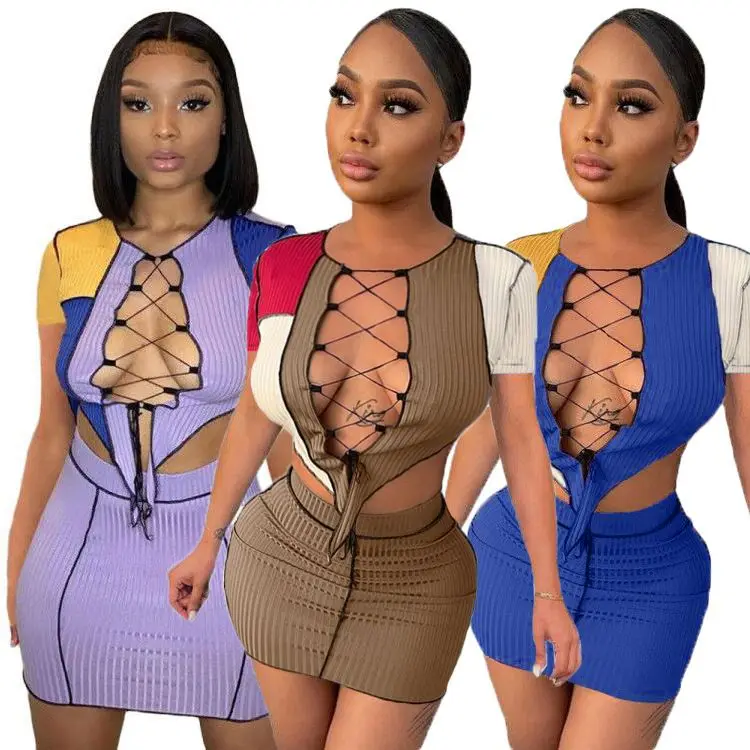 

MOEN Lacing conjunto 2 piezas de mujer Trending Fashion Women Two Piece Skirt Set Women Clothing Fashion 2 piece skirt set