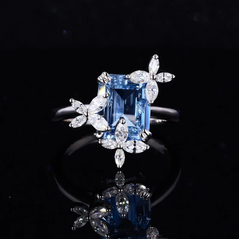 

Lovely Style Special Design Spinel Emerald Cut 925 Sterling Silver Rings