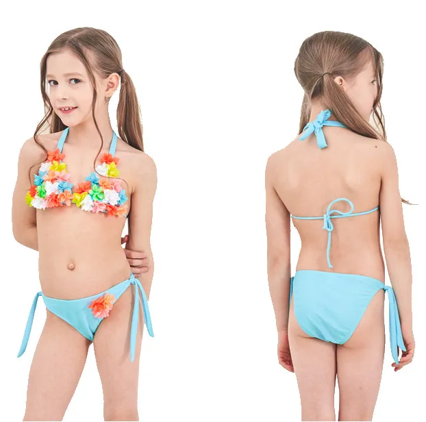 

Halter Floral Swimwear Knot Swimsuit Girl Child Beachwear Cute Kid Bikini