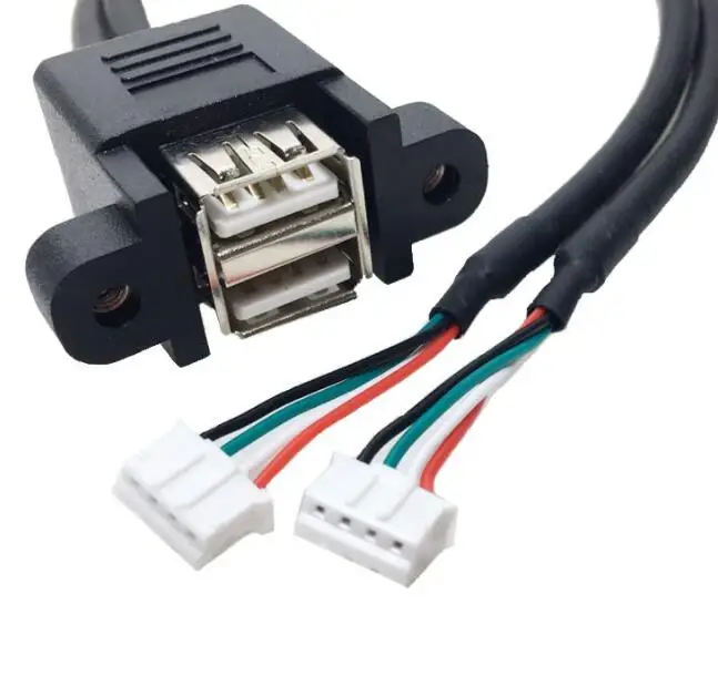 

2*PH 4pin male to Double USB 2.0 A female with panel mount screw cable 30cm Top quality cabletolink