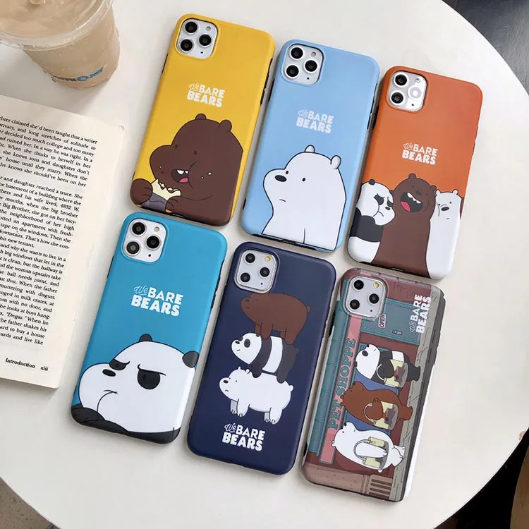 

Case We Bare Bear For iphone 7 8 Plus X Xr Xs Max Cute Cartoon Imd Tpu Case With Black Flexible Bumper For Iphone 11 Back cove