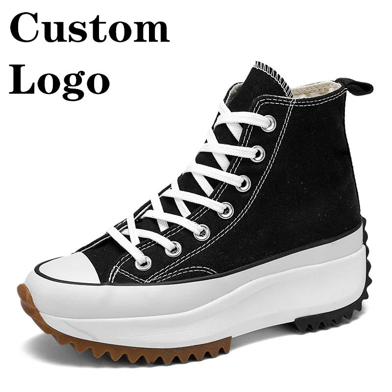 

Moyo New female students versatile black shoes bottom thickened custom canvas shoes casual board shoes, White