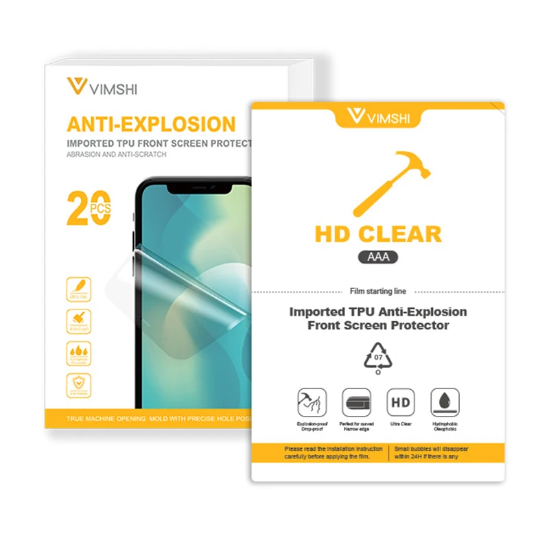 

Vimshi Anti-Explosion 20pcs/box TPU Screen Protector Cell Phone Protection Guard Raw Materials Soft Hydrogel Films