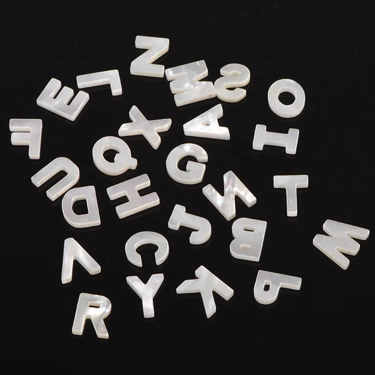 

Wholesale Natural Mother of Pearl Shell Letter Diy Jewelry Accessories 26 Alphabet Letter Pendant Charm, 100% natural color