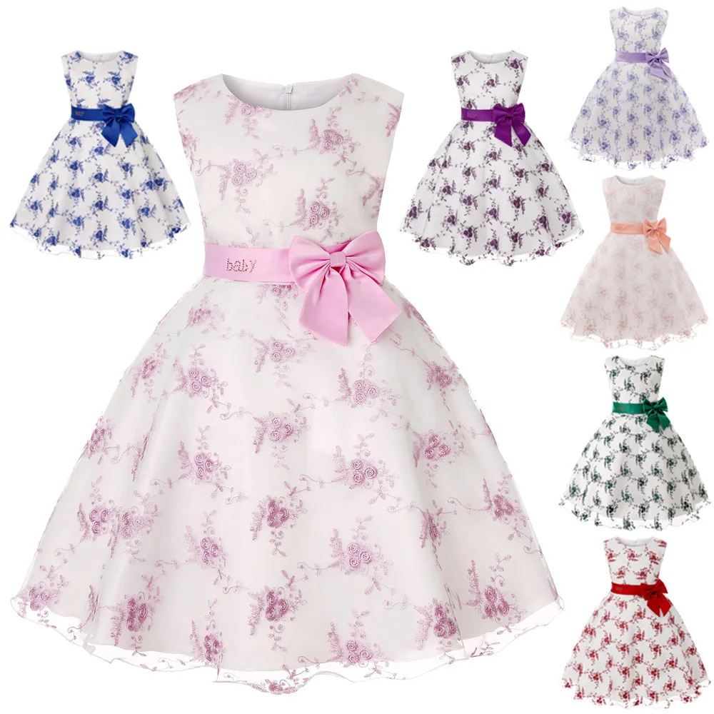 

2021 Latest Designs Hot Sale Children Clothes Wedding Princess Lace Birthday Flower Party Little Kids Clothing Girls Dress