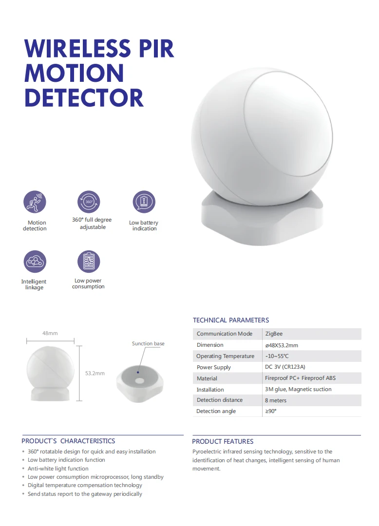2020 hot smart home products Wireless PIR motion detector - ANKUX.COM