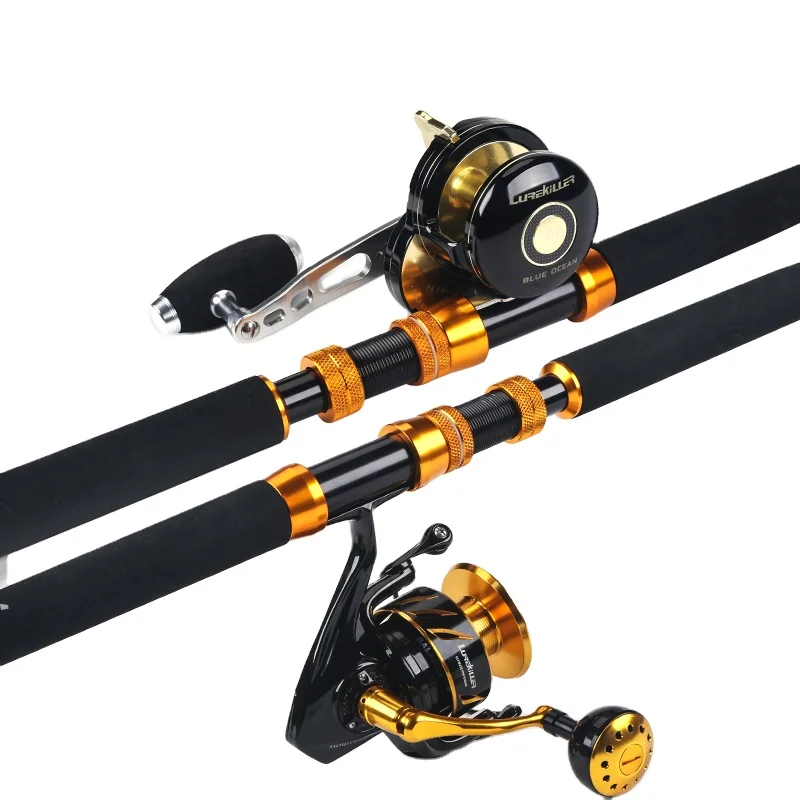 

Lurekiller NEW High 37-60kgs 60-110lb 1.80m Carbon strong power strengthen guides BIG GAME rod trolling rod boat rod, Black