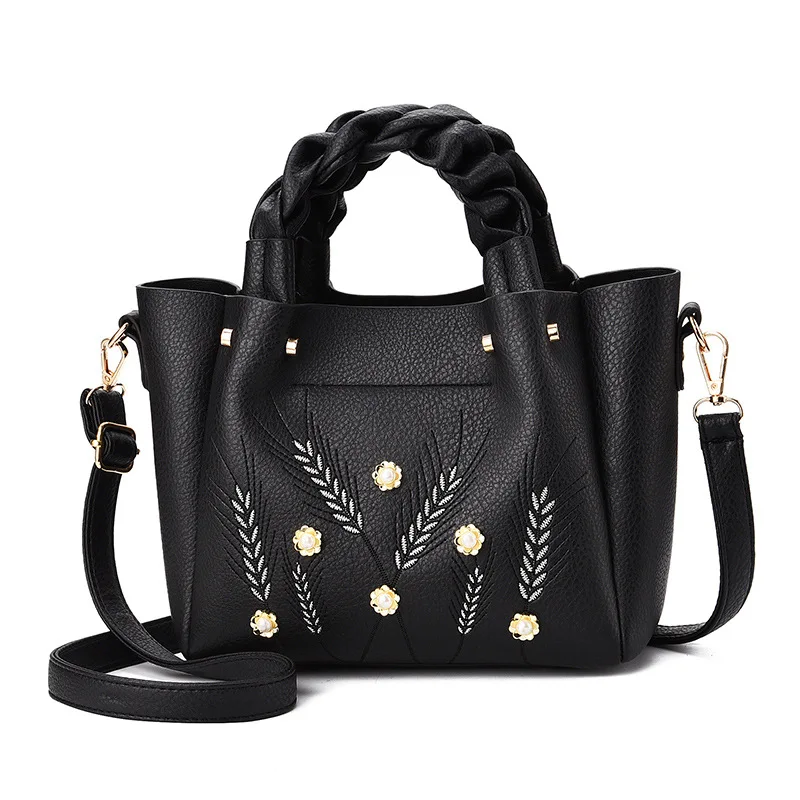 

2020 New Style Fashion women Shoulder Crossbody Handbag Wtith Embroidery Metal Flowers Decoration Large Capacity