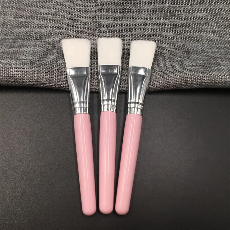 

Single Vegan Pink Cute Face Mask Cosmetic Brush Foundation Brush Wood Handle White Hair Makeup Brush Gift for Women & Girl