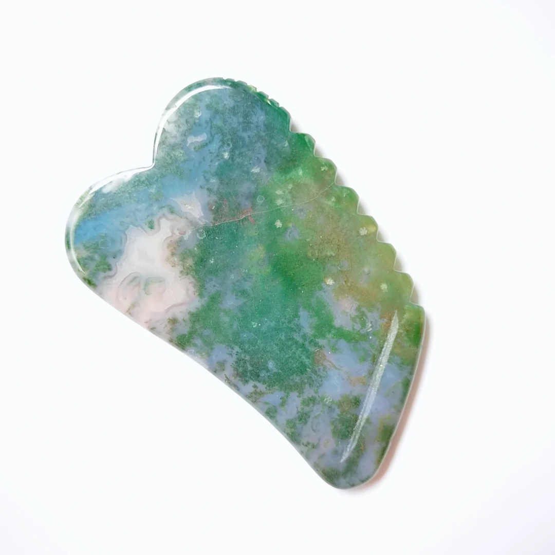 

New Moss Agate Square Shape Gua Sha Private Label Guasha Stone for Personal Health