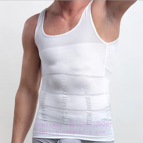 

Hot body shaper white polyester tank top gym slimming vest for men, Black,white,grey,blue,purple