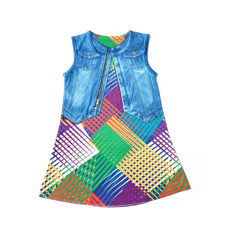

Colorful digital printing soft and comfortable kid girls' denim skirts, Customized color