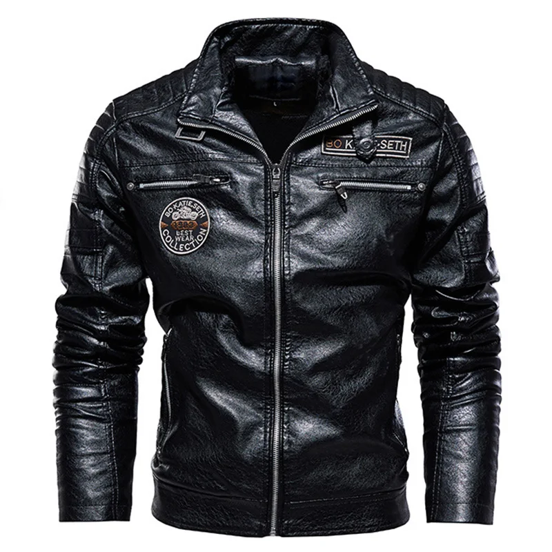 

Fashion chaquetas de cuero para hombre New Arrival Vintage Distressed Pu Motorcycle Leather Jacket For Men, Red, black, earthyellow