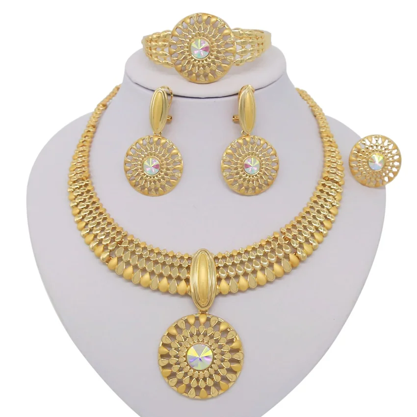 

Yulaili 2019 New Arrival Europe And America Jewelry Design Simple And Stylish Necklace Four Sets For Women Wedding Occasion