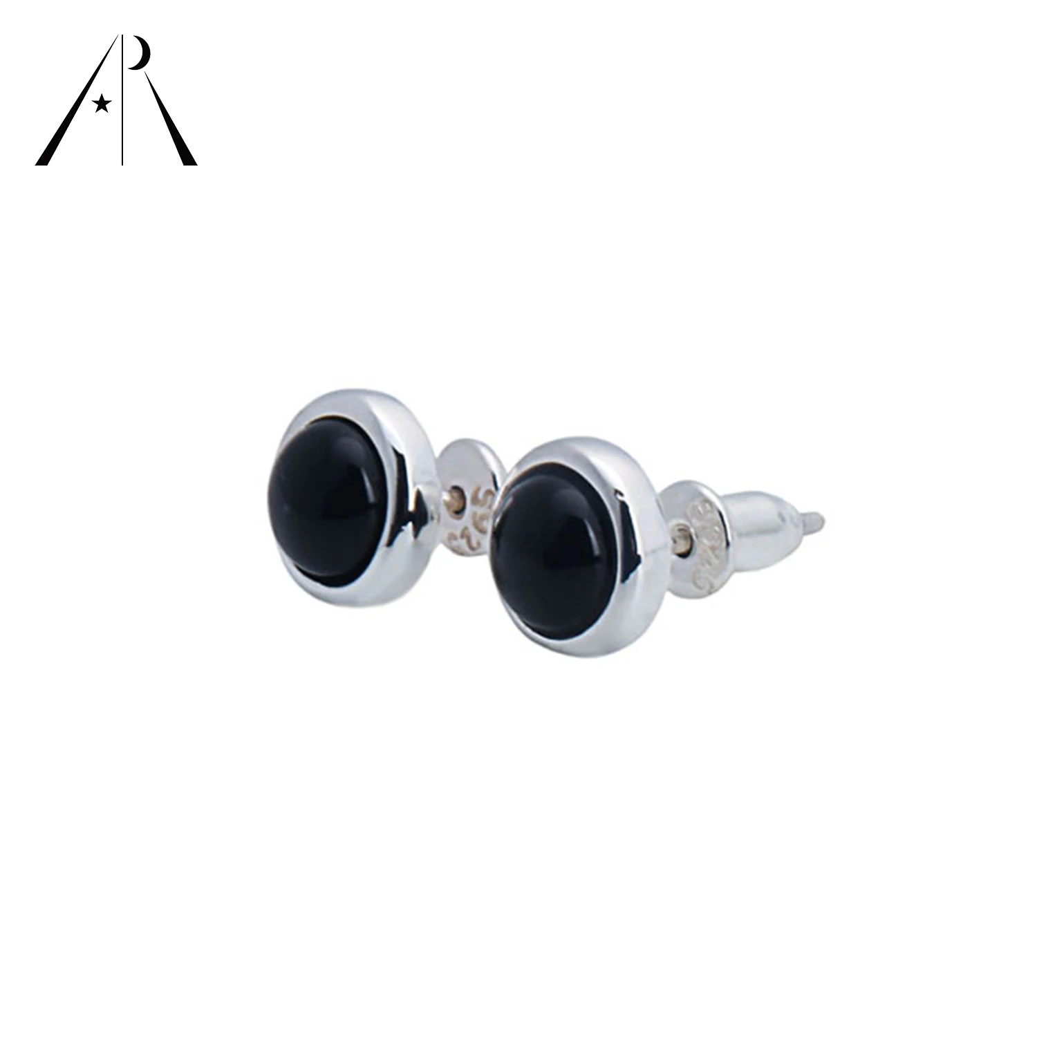 

Customized Natural Stone Stud Earrings Korean Style Black Agate Men Women Earrings
