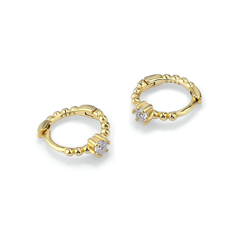 

Fashion jewelry earrings sterling silver gold plated zircon hoop earring women